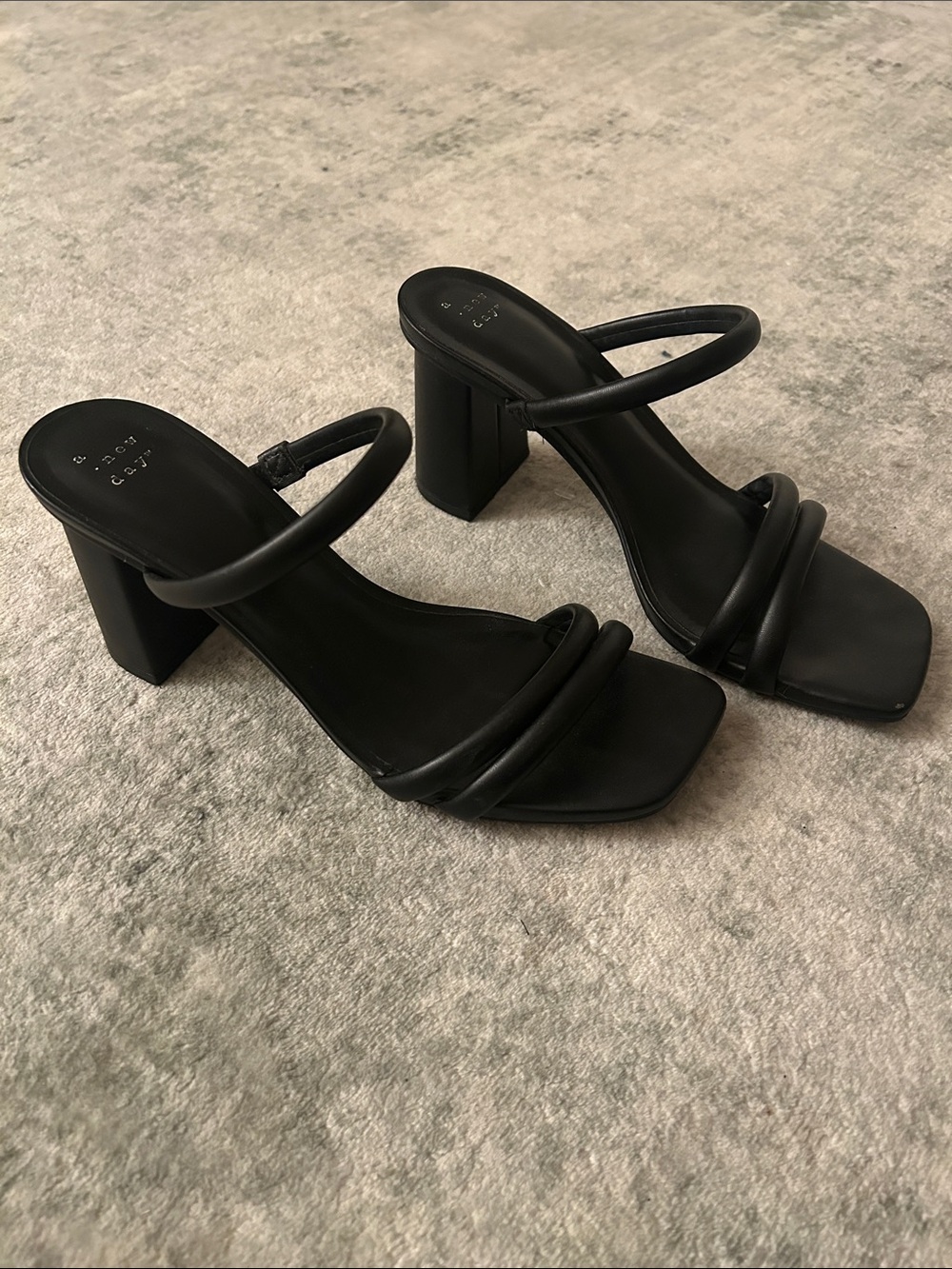 a new day Black Strappy Block Heel Sandals